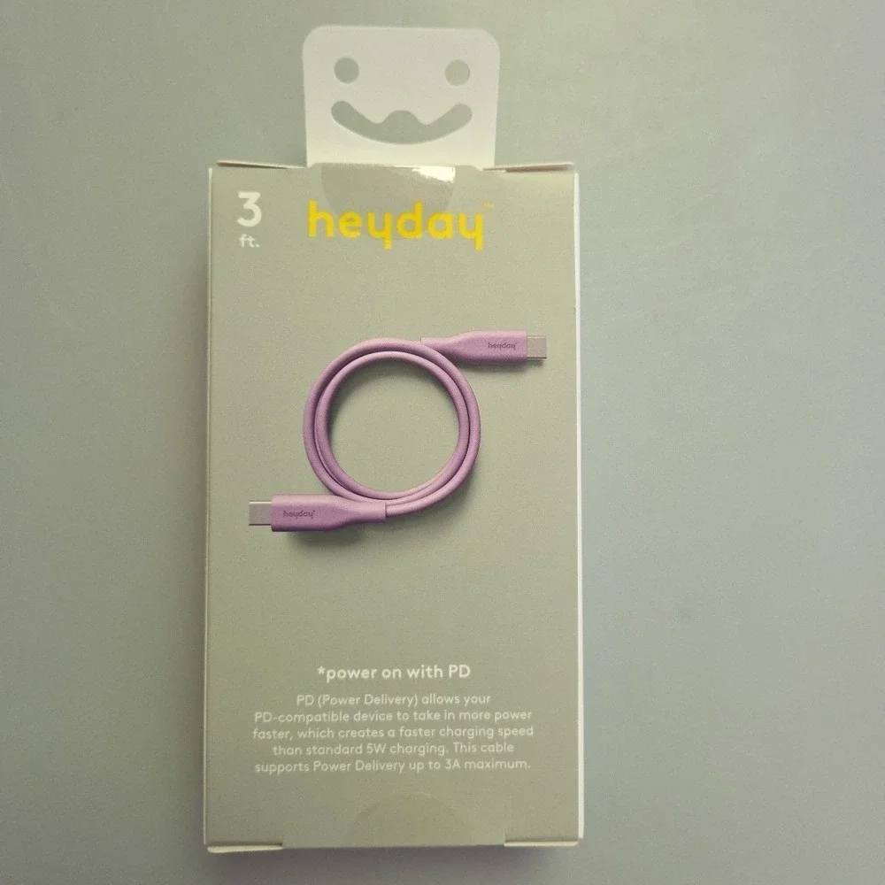 Heyday‎ 3 FT Fast Charging Cable USB-C To USB-C, Lavender Purple
